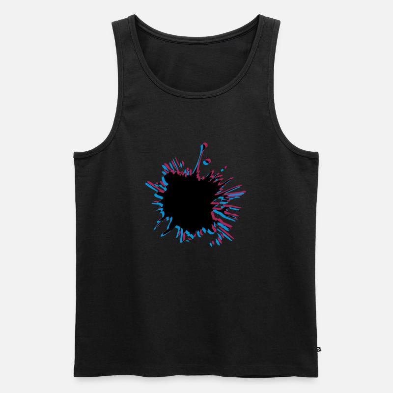 3D Klecks Spritzer - Männer Premium Bio Tank Top - Schwarz