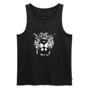 "The Jungle Cat" Jaguar Portrait in White - Men's Premium Organic Tank Top - black - Front - AI Model Male 178 light (178cm)