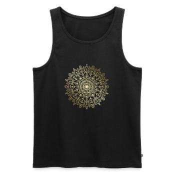 Mandala détaillé d'or - Débardeur bio Premium Homme - noir - Devant - AI Model Male 178 light (178cm)