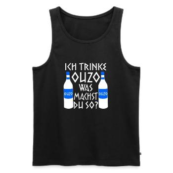 Ich trinke Ouzo was machst du so Flaschen - Männer Premium Bio Tank Top - Schwarz - Vorne - AI Model Male 178 light (178cm)