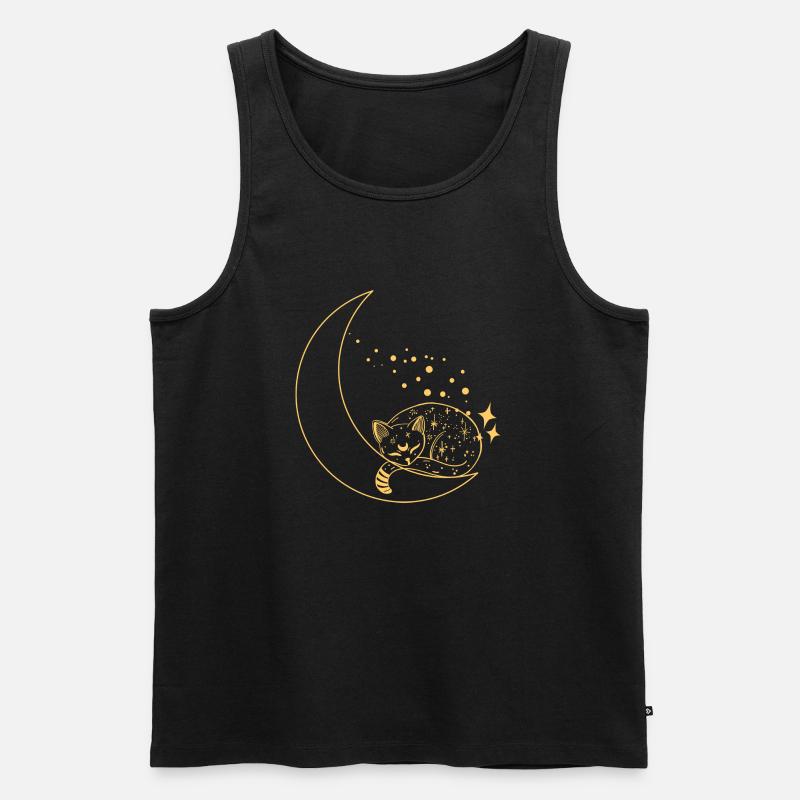 Katze im Mond scheint - Männer Premium Bio Tank Top - Schwarz