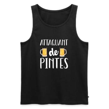 Attaquant de pintes cadeau humour bière football - Débardeur bio Premium Homme - noir - Devant - Michal (187cm)