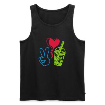 Thé à bulles Love Peace - Débardeur bio Premium Homme - noir - Devant - Michal (187cm)