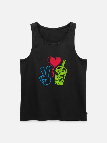 Love Peace Bubble Tea - Men's Premium Organic Tank Top - black