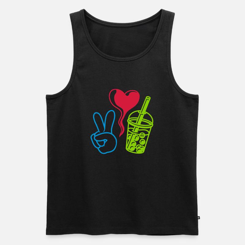 Love Peace Bubble Tea - Männer Premium Bio Tank Top - Schwarz