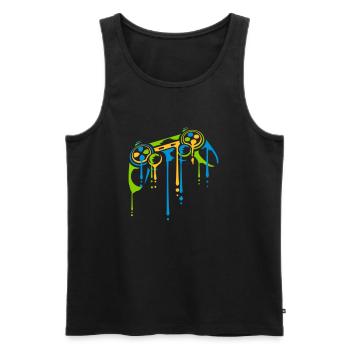 Tropfen Bunter Controller Retro - Männer Premium Bio Tank Top - Schwarz - Vorne - Michal (187cm)