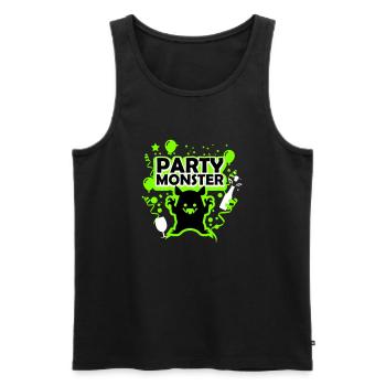 Monstre de fête vert - Débardeur bio Premium Homme - noir - Devant - Michal (187cm)