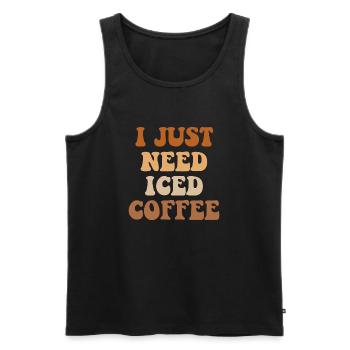 Ich brauche nur Eiskaffee - Männer Premium Bio Tank Top - Schwarz - Vorne - AI Model Male 178 light (178cm)