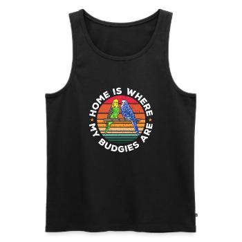 Budgerigar Parakeet Bird Pet Gift - Men's Premium Organic Tank Top - black - Front - AI Model Male 178 light (178cm)