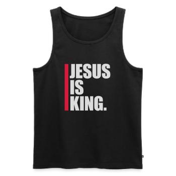 jesus is king Zitat - Männer Premium Bio Tank Top - Schwarz - Vorne - Michal (187cm)