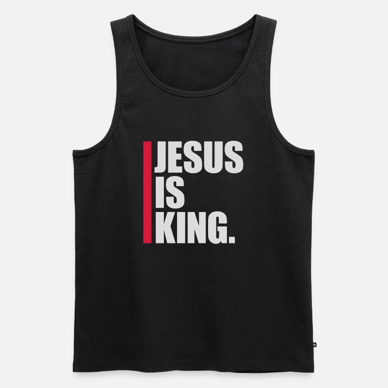 jesus is king Zitat - Männer Premium Bio Tank Top - Schwarz