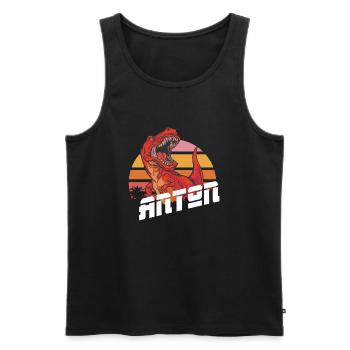 ANTON - Beautiful boy name with T-REX Dino - Men's Premium Organic Tank Top - black - Front - Michal (187cm)