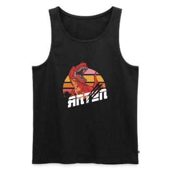ANTON - Beautiful boy name with T-REX Dino - Men's Premium Organic Tank Top - black - Front - Michal (187cm)