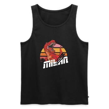 MILAN - Beau nom de garçon avec T-REX Dino - Débardeur bio Premium Homme - noir - Devant - AI Model Male 178 light (178cm)