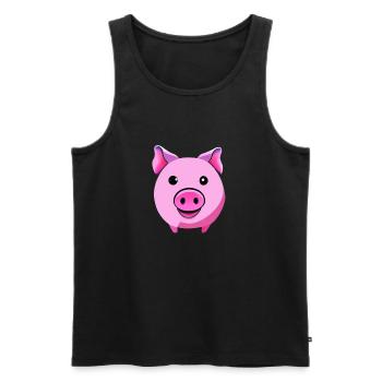 Porc doux Cochons Kawaii Animal 6 - Débardeur bio Premium Homme - noir - Devant - Michal (187cm)