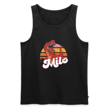 MILO - Schöner Jungen Name mit T-REX Dino - Männer Premium Bio Tank Top - Schwarz - Vorne - AI Model Male 178 light (178cm)