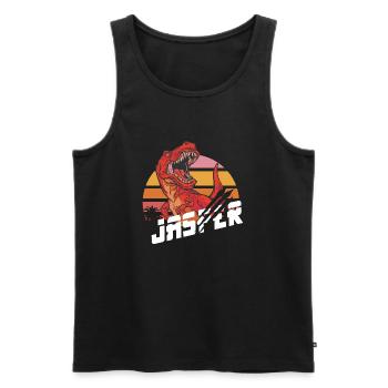 JASPER - Schöner Jungen Name mit T-REX Dino - Männer Premium Bio Tank Top - Schwarz - Vorne - AI Model Male 178 light (178cm)