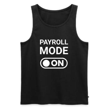 Payroll Mode ON - Men's Premium Organic Tank Top - black - Front - Michal (187cm)