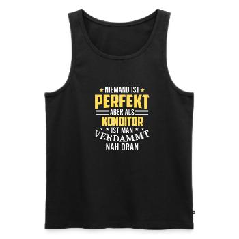 niemand ist perfekt aber als Konditor ist man nah - Männer Premium Bio Tank Top - Schwarz - Vorne - Michal (187cm)