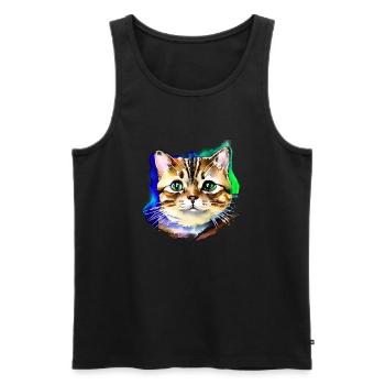 Cat Face 3 - Men's Premium Organic Tank Top - black - Front - Michal (187cm)