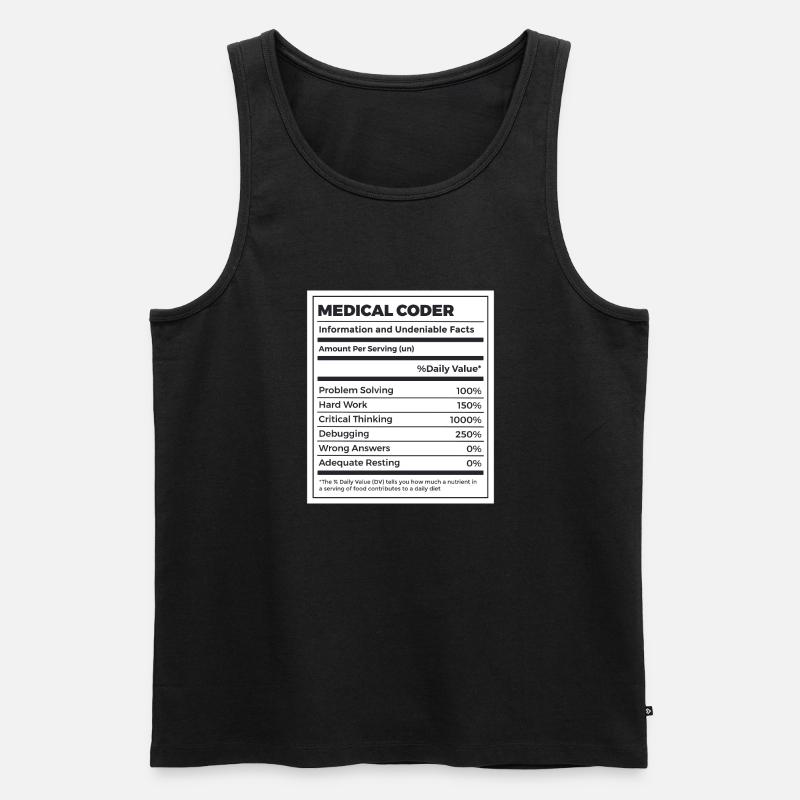 Lustige Medical Coder Nährwertangaben - Männer Premium Bio Tank Top - Schwarz