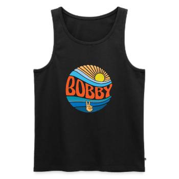 Bobby Hemd Vintage Sunset Bobby Groovy Tie Dye - Männer Premium Bio Tank Top - Schwarz - Vorne - Michal (187cm)