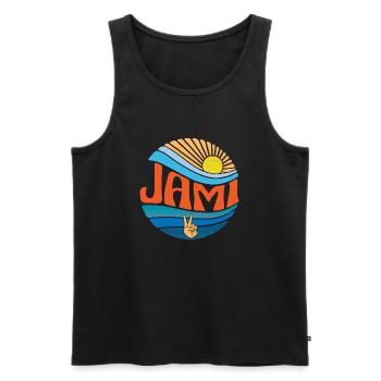 Jami Shirt Vintage Sunset Jami Groovy Tie Dye - Men's Premium Organic Tank Top - black - Front - AI Model Male 178 light (178cm)