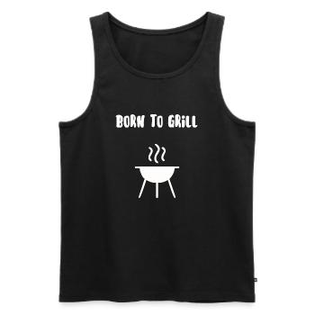 Zum Grillen geboren - Männer Premium Bio Tank Top - Schwarz - Vorne - Michal (187cm)