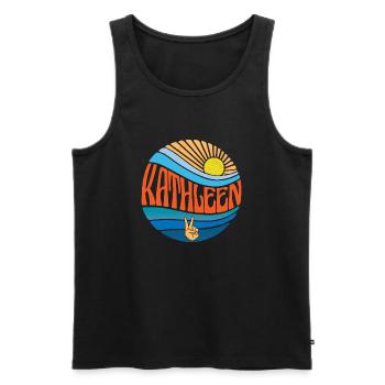 Kathleen Chemise Vintage Sunset Kathleen Cravate Groovy - Débardeur bio Premium Homme - noir - Devant - Michal (187cm)