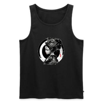 Geisha Cyber Alpha - Männer Premium Bio Tank Top - Schwarz - Vorne - AI Model Male 178 light (178cm)