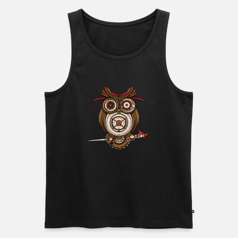 Weiser Eule - Männer Premium Bio Tank Top - Schwarz