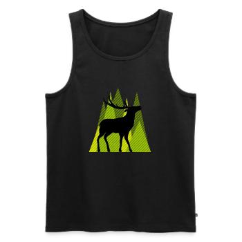 Hirsch - Männer Premium Bio Tank Top - Schwarz - Vorne - Michal (187cm)