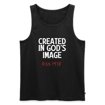 Created in God's Image Est 1978 - Men's Premium Organic Tank Top - black - Front - Michal (187cm)