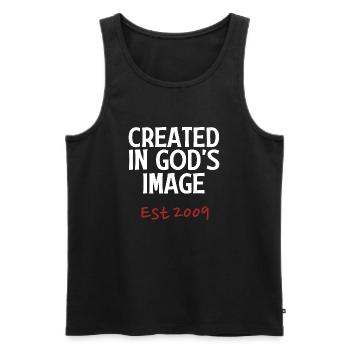 Geschaffen nach Gottes Bild Est 2009 - Männer Premium Bio Tank Top - Schwarz - Vorne - Michal (187cm)