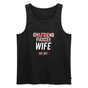 Girlfriend Fiancée Wife Est 1977 - Men's Premium Organic Tank Top - black - Front - AI Model Male 178 light (178cm)