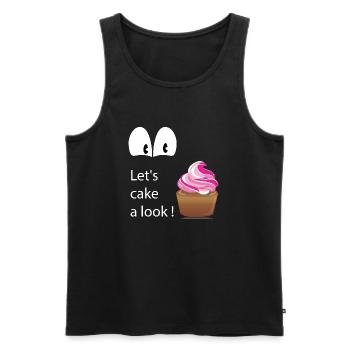 "Cake a Look" Texte Blanc - Débardeur bio Premium Homme - noir - Devant - Michal (187cm)