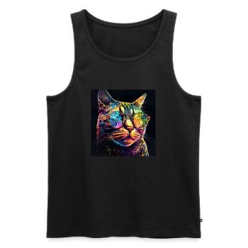 Acid Cat House Music Raven Celebrate Party Festival - Men's Premium Organic Tank Top - black - Front - AI Model Male 178 light (178cm)