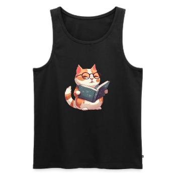 Livres Lecture Chat domestique Chat Chat Livre Chaton - Débardeur bio Premium Homme - noir - Devant - Michal (187cm)