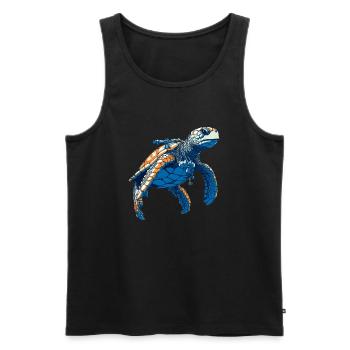 Sea turtle as a diver - Men's Premium Organic Tank Top - black - Front - Michal (187cm)