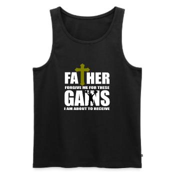 Logo de citation de gymnase - Débardeur bio Premium Homme - noir - Devant - AI Model Male 178 light (178cm)
