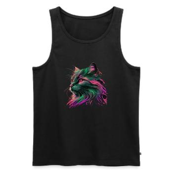 Cat miaw love, cat lovers, miaw, meow - Men's Premium Organic Tank Top - black - Front - AI Model Male 178 light (178cm)