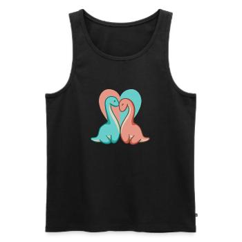 Cute Dino Couple, Dinosaur Love, Long Neck - Men's Premium Organic Tank Top - black - Front - AI Model Male 178 light (178cm)