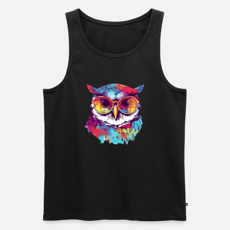 Ikou die Eule - Männer Premium Bio Tank Top - Schwarz
