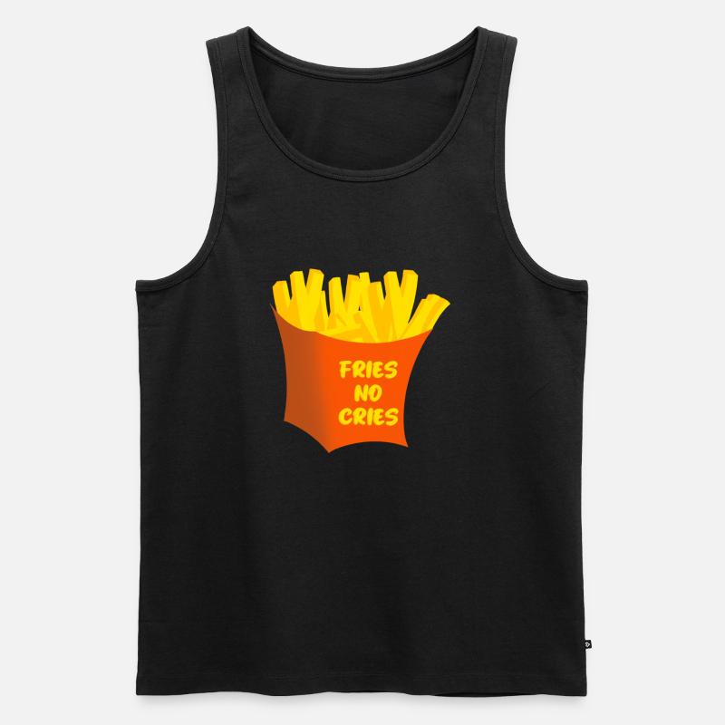 Fries no Cries - Männer Premium Bio Tank Top - Schwarz
