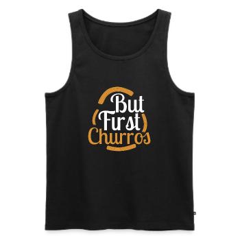 But First Churros Food Dessert Latin Pastry - Men's Premium Organic Tank Top - black - Front - AI Model Male 178 light (178cm)