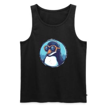 Penguin with sunglasses, Antarctic bird, - Men's Premium Organic Tank Top - black - Front - Michal (187cm)