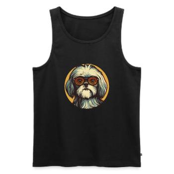 Shih Tzu avec lunettes de soleil, chien lion, Pékinois, Ch - Débardeur bio Premium Homme - noir - Devant - Michal (187cm)