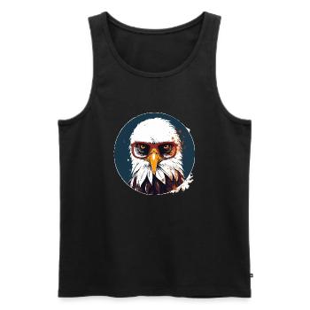 Eagle with sunglasses, falcon, bird - Men's Premium Organic Tank Top - black - Front - Michal (187cm)