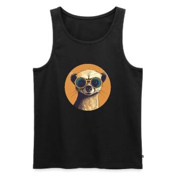 Suricate avec lunettes de soleil, Suricate - Débardeur bio Premium Homme - noir - Devant - AI Model Male 178 light (178cm)