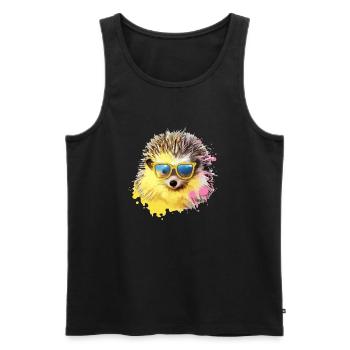 Zizo der Igel - Männer Premium Bio Tank Top - Schwarz - Vorne - Michal (187cm)